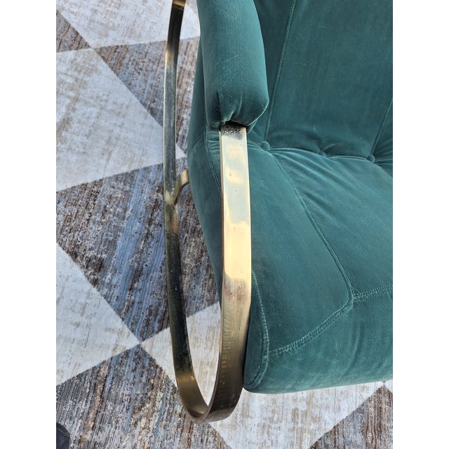 1970s In the Style of Guido Faleschini Chrome and Brass Milo Baughman Rocking Chair For Sale - Image 12 of 12