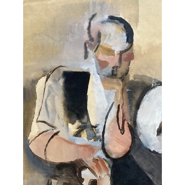 Paper Manolo Ruiz-Pipó, Couple Biotin, Watercolor and Gouache, 1959, Framed For Sale - Image 7 of 14