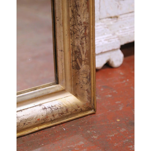 19th Century French Louis Philippe Silver Leaf Mirror With Gilt Accents For Sale In Dallas - Image 6 of 7