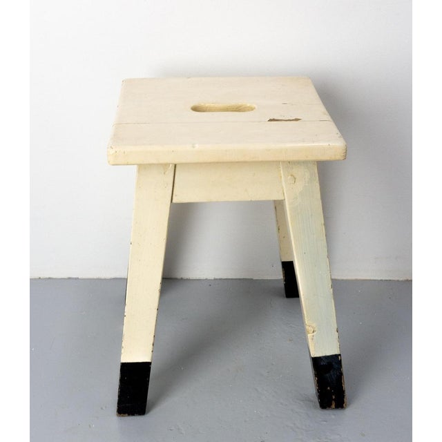 Wood French Painted Wooden Side Stool, 1950s For Sale - Image 7 of 9