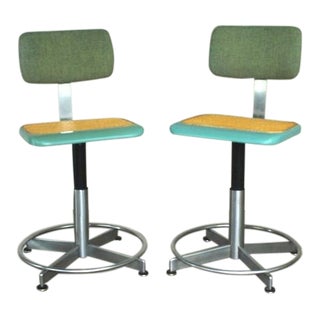 Vintage Western Electric Mid-Century Turquoise Adjustable Task Office Chairs For Sale