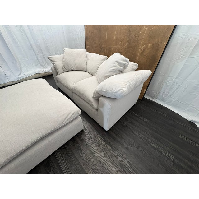 Contemporary Rh Cloud Modular Sectional 3-Piece Configuration | Dove | Perennials® Performance Textured Linen Weave For Sale - Image 3 of 18