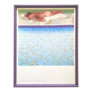 David Hockney Vintage 1970 Lithograph Print Framed Pop Art Exhibition Poster " Sunbather " 1966
