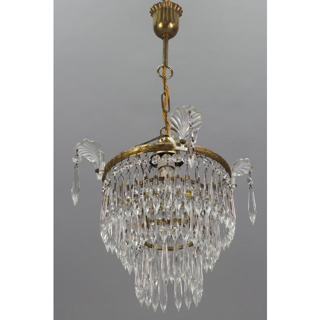 French Empire Crystal Glass and Brass Chandelier, 1930s For Sale - Image 14 of 18