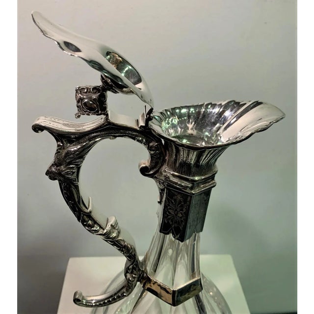 Antique Cut Glass Bottle with Handle & Silver Cap For Sale - Image 5 of 8