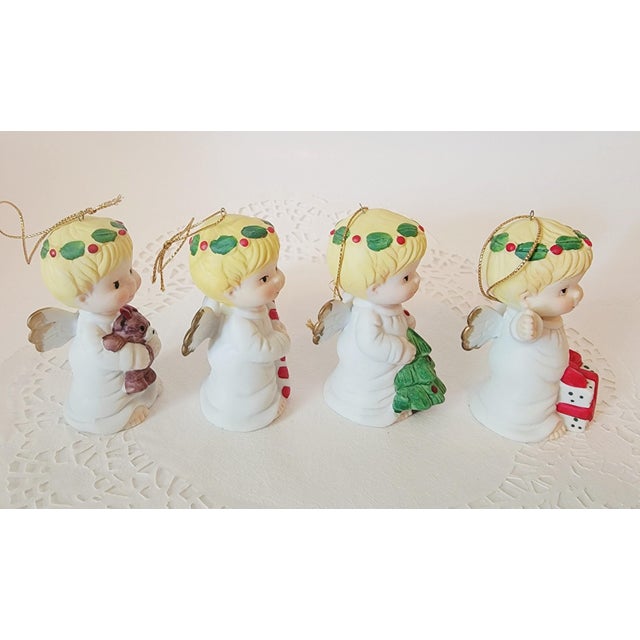 .Vintage Bisque Porcelain Angel Figurine Ornaments. Made in Taiwan. Set of Four. For Sale In Jacksonville, FL - Image 6 of 9