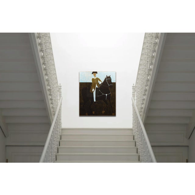 Contemporary Man on Horseback Oil Painting, Large Equestrian Portrait For Sale - Image 3 of 7