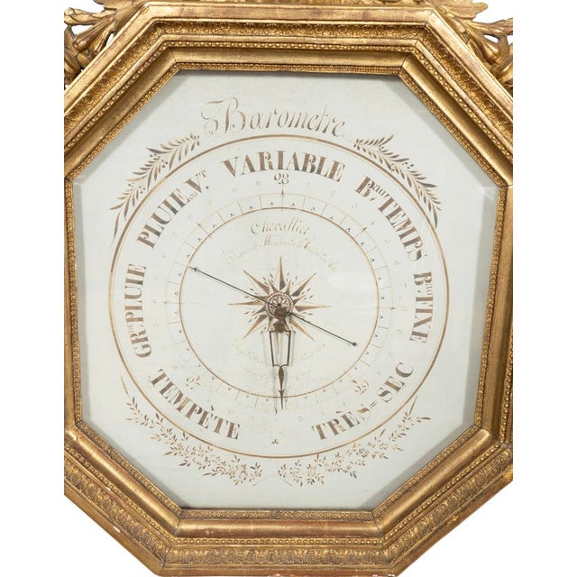 Art Nouveau Charles X Giltwood Barometer For Sale - Image 3 of 11