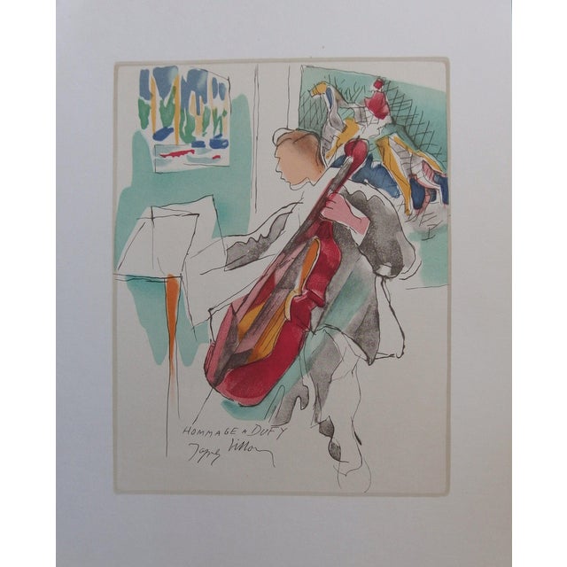 Jacques Villon, Le violoncelliste, Lithograph For Sale