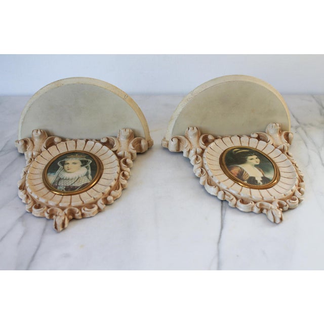 Mid 20th Century Vintage Victorian Style Cameo Wood Wall Shelves - A Pair For Sale - Image 5 of 11