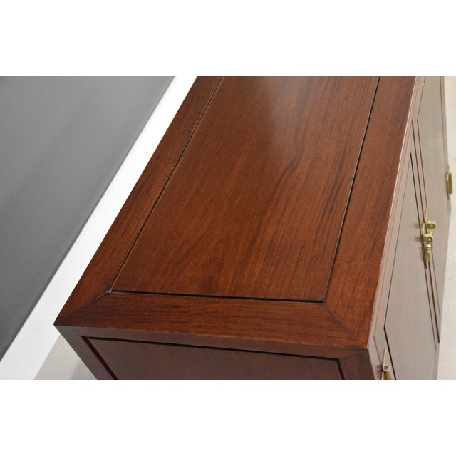 Wood 1970s Solid Mahogany and Brass Chest Credenza For Sale - Image 7 of 10