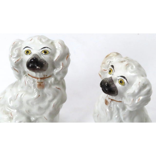 Nice Small Size Original Matched Pair of Antique English Staffordshire Pottery Dogs / Spaniels - Circa 1870s For Sale - Image 9 of 13