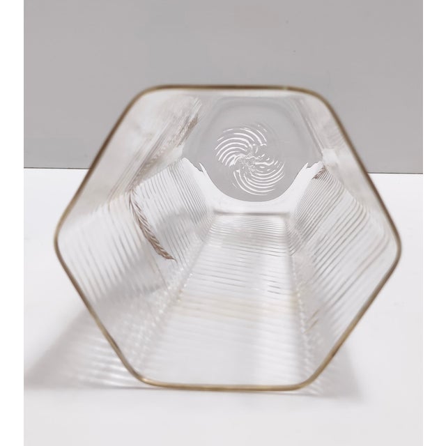 Transparent and Gold Hexagonal Murano Glass Vase attributed to Gino Cenedese for Cenedese, 1950s For Sale - Image 6 of 10