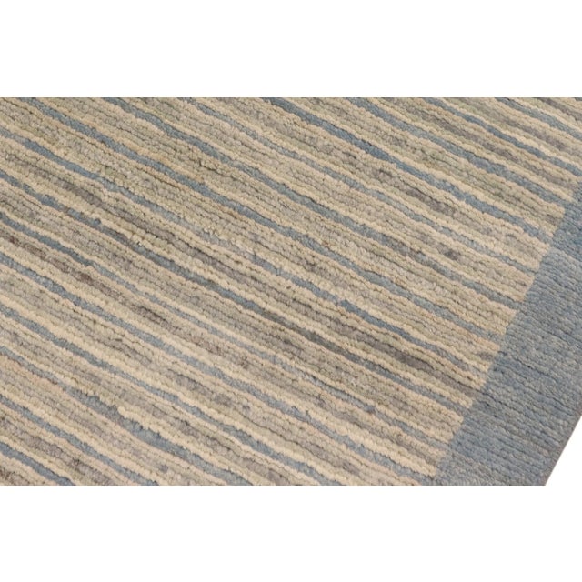Boho Chic Gabbeh Blue/Beige Wool Rug - 3'3'' X 4'10'' For Sale - Image 4 of 10