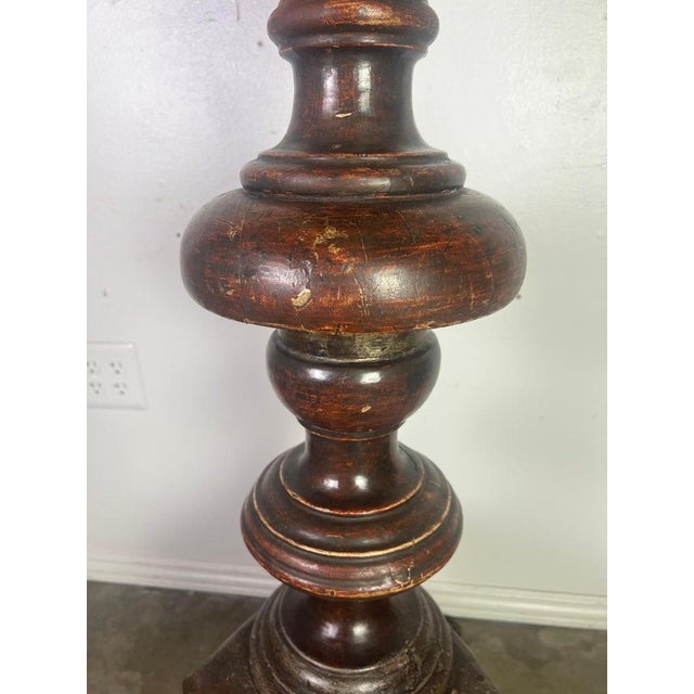 18th Century 18th Century Baroque Standing Lamp, Carved Wood Base, Parchment Shade For Sale - Image 5 of 17