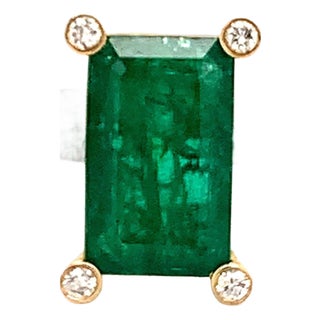 Natural Emerald Diamond Ring 14k Gold 4.37 TCW GIA Certified For Sale