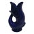 Vintage MCM Wade Ceramics Cobalt Blue Gluggle Jug Fish Pitcher Vase For Sale