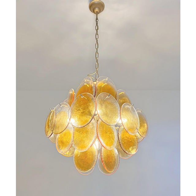 Vintage Italian Amber Murano Glass Chandelier, 1990s For Sale - Image 4 of 18