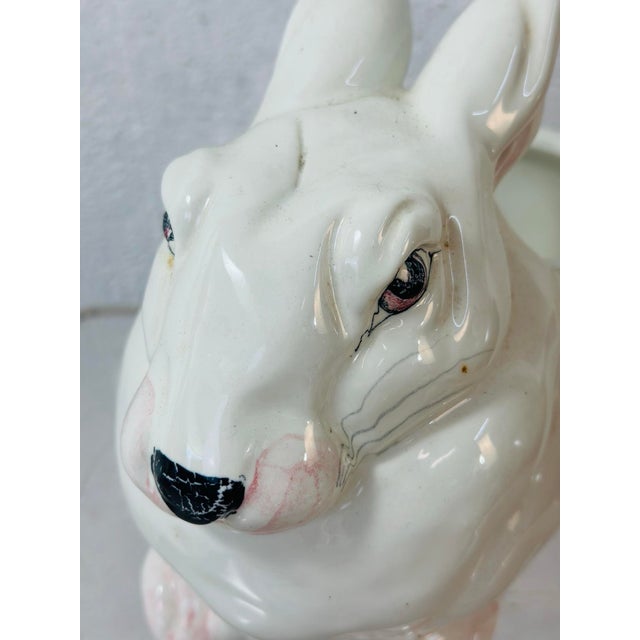 White Vintage Ceramic Bunny Planter For Sale - Image 8 of 9