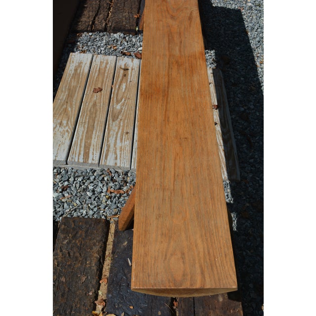 2020s Handcrafted 96" Long Wooden Backless Bench Seat W/ Log Style Legs For Sale - Image 5 of 15