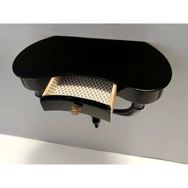 Black Wall-Mounted Console Tables by Guglielmo Ulrich, 1950s, Set of 2 For Sale - Image 12 of 18