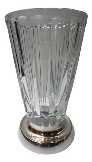 Art Deco Lead Crystal Glass Vase with Silvered Base from WMF, 1935