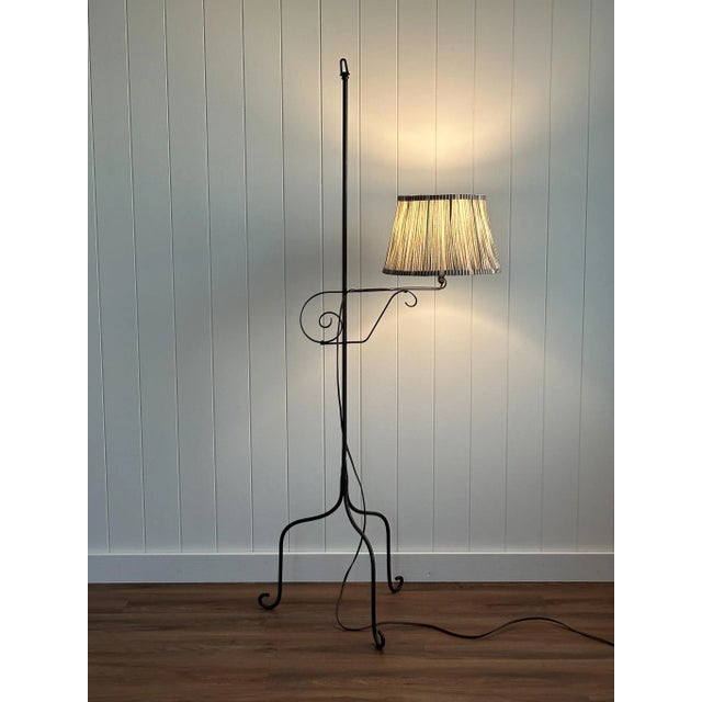 1940s Wrought Iron Swing Arm Floor Lamp With Scroll Detailing For Sale - Image 11 of 16
