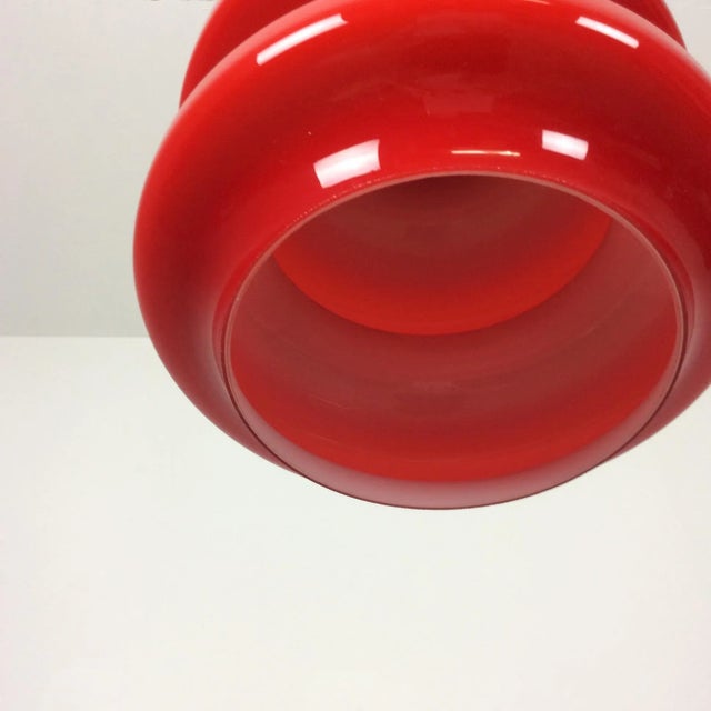 German Red Opal Glass Hanging Light from Peill & Putzler, 1970s For Sale - Image 4 of 10