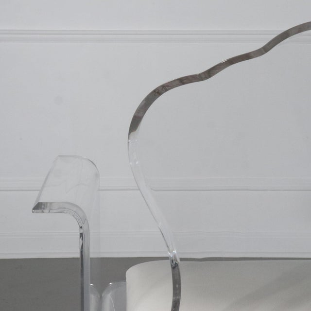 Sculptural lucite side chair or vanity chair on wheels. After Charles Hollis Jones or Shlomi Haziza, circa 1970s. Nice...