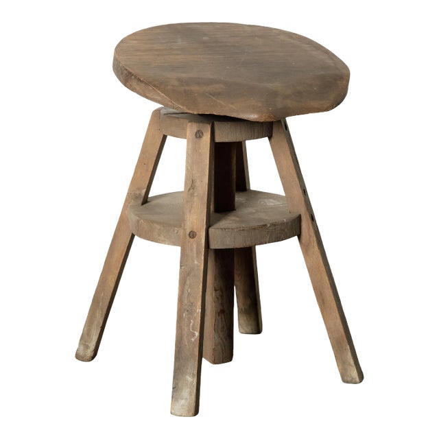 Vintage French Wood Stool For Sale