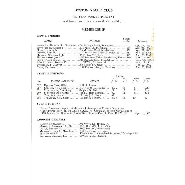 White Boston Yacht Club 1962 For Sale - Image 8 of 11