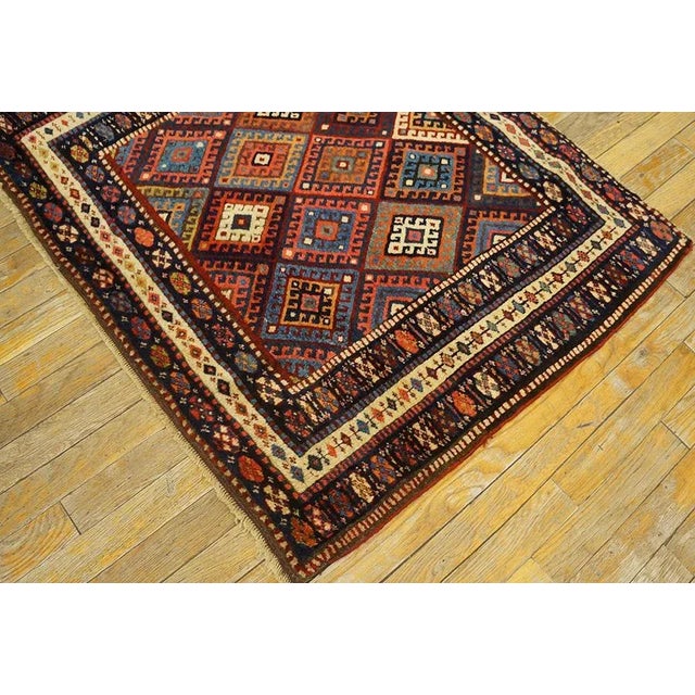 Antique Kurdish Geometric Multicolor 1890s Square Rug For Sale - Image 4 of 12
