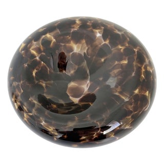 Late 20th Century Modernist Blown Glass Tortioise Shell Bowl For Sale