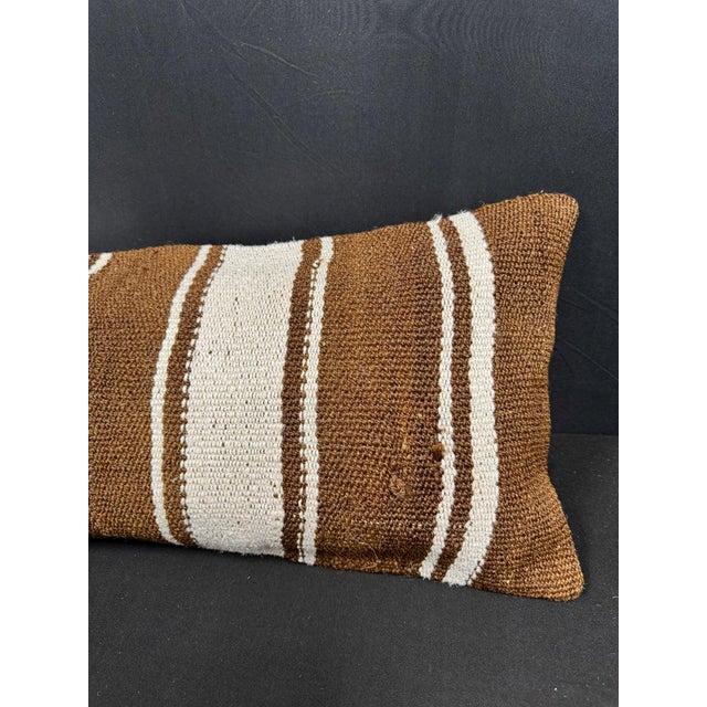 Turkish Hemp Pillow Cushion Natural Beige Brown Cushion Cover 14"x40" For Sale - Image 4 of 4