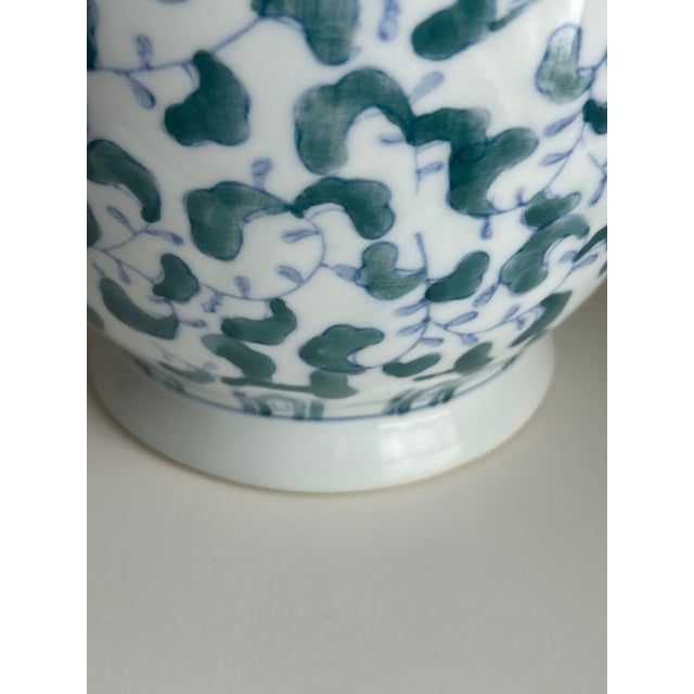 Chinoiserie Vintage Mid 20th Century Chinese Chinoiserie Style Hand-Painted 16" Floral Vase For Sale - Image 3 of 6