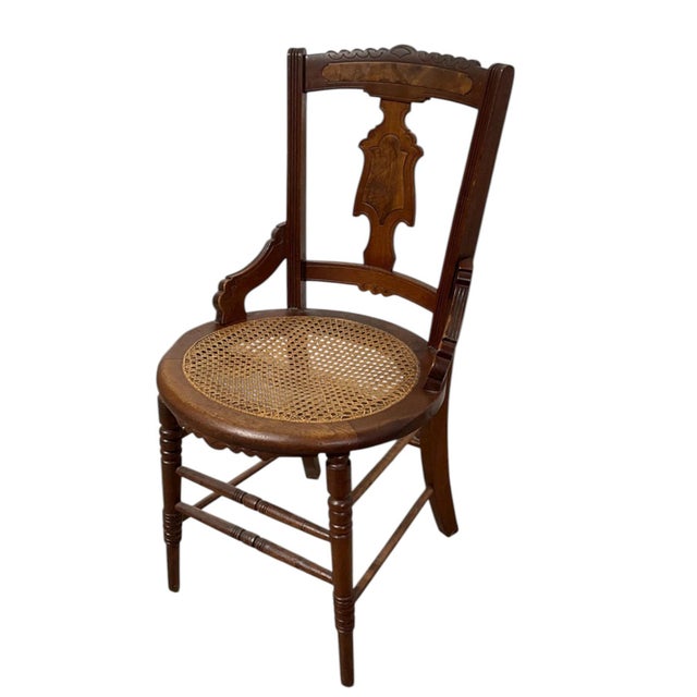 Victorian Eastlake Side Chair with Cane Seat -Great Condition for Age! -Measurements: 33.5”H x 17.5”W x 20.5”D