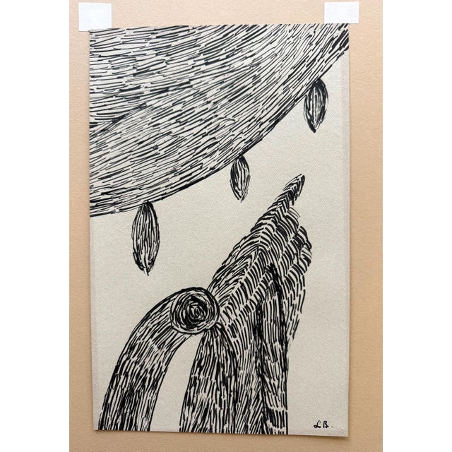 Beige 1950s Abstract Ballpen Ink Drawing Signed Louise Bourgeois For Sale - Image 8 of 10