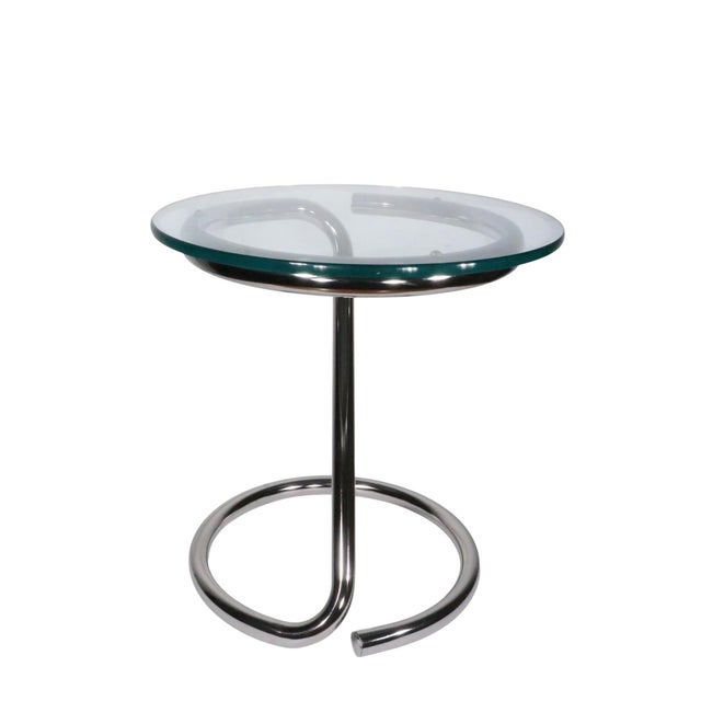 Mid Century Space Age Chrome Base Glass Top Table C. 1960/70's For Sale - Image 9 of 14