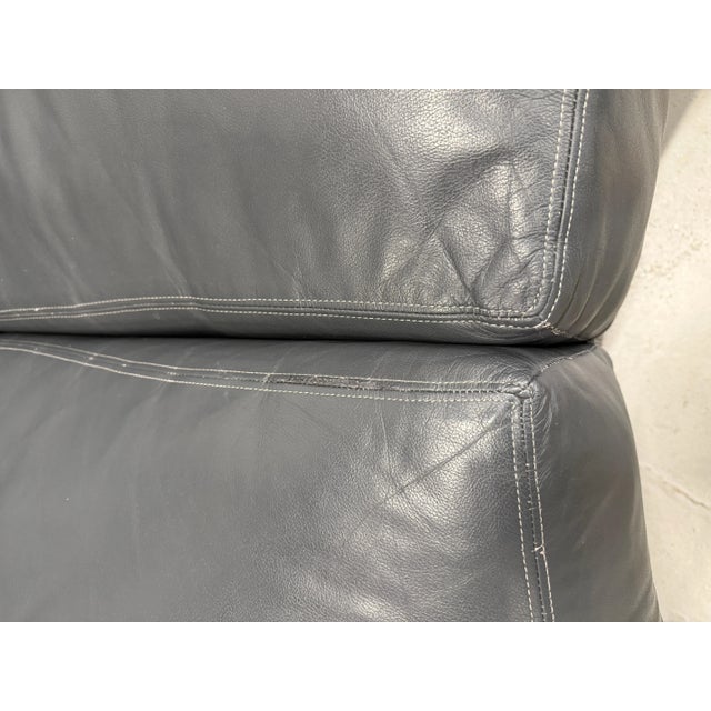 Labeled Directional 1980’s Gray Leather Sofa For Sale - Image 12 of 12