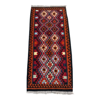 Vintage Afghan Handmade Kilim Runner, 2'9 X 6'5 Ft, Maimana Wool Flat Weave Tribal Rug For Sale
