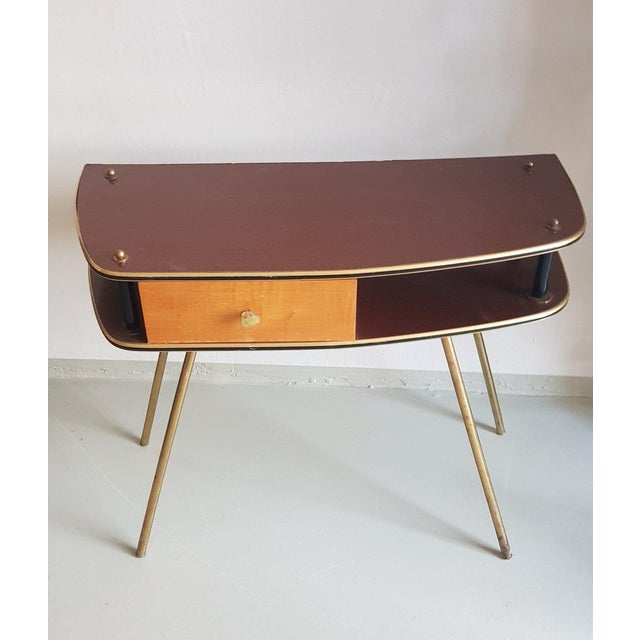 Kidney-Shaped Hallway Cabinet with Storage and Drawer, 1950s For Sale - Image 4 of 4