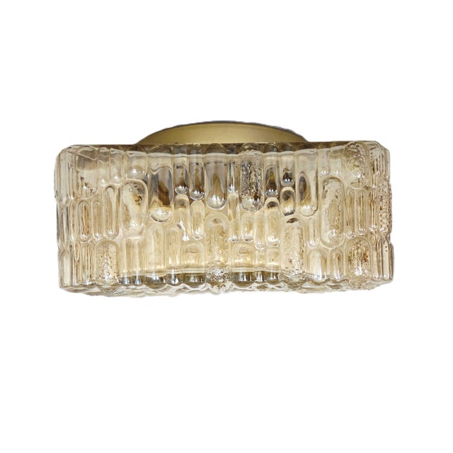 1960s Vintage Bubble Glass Flush Mount Lamp in Light Gold, 60s German Honey Crystal Deco For Sale - Image 5 of 14