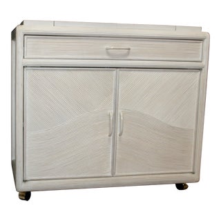1980s Postmodern Vintage Pencil Reed Coastal Dry Bar For Sale