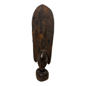 Mid 20th Century Carved African Female Bust | Ebony Hardwood Sculpture | 26” Tall Modernist Figurative Art