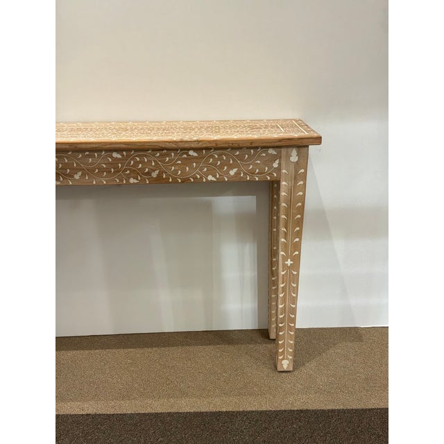 Stylish Made Goods Co Tamsin Teak & Bone Console. White and light brown color, botanical design. Original Retail $4780....