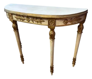 La Barge Neo Classical Italian Gilded Demilune Console