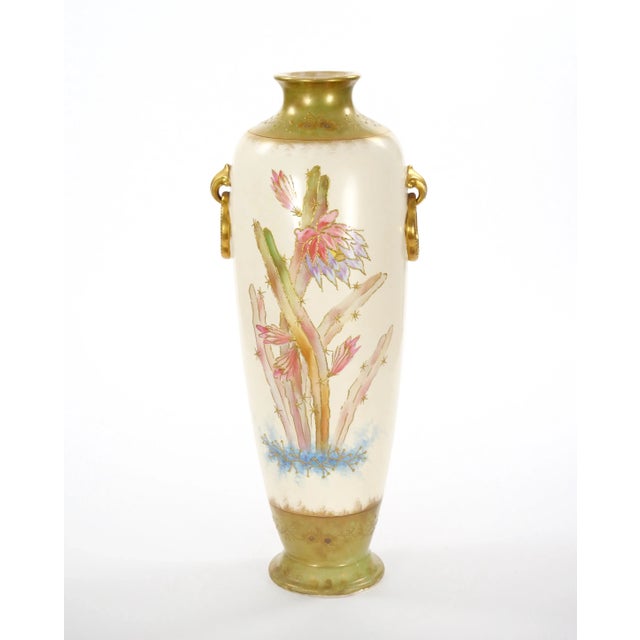 Tall Antique Hand Painted & Gilt Decorated German Porcelain Decorative Vase For Sale - Image 12 of 12