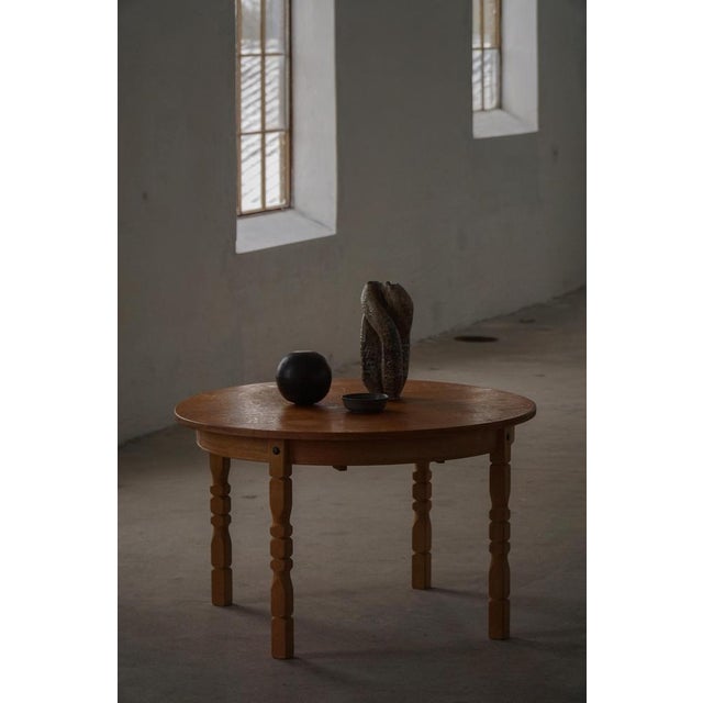 Mid-Century Danish Round Extendable Dining Table in Oak, 1960s For Sale - Image 16 of 18