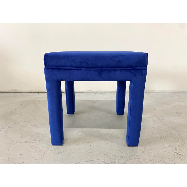 1980s 1980s Milo Baughman Style Parsons Stools in Royal Blue - Set of 2 For Sale - Image 5 of 8