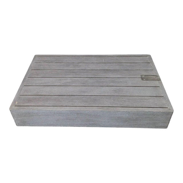Restoration Hardware Maya Weathered Teak Modern Outdoor Coffee Table For Sale